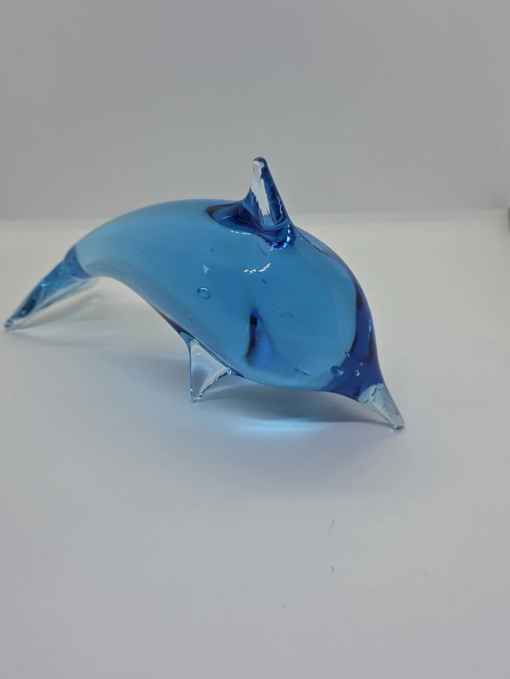 Blue Art Glass Dolphin Figurine - Decorative Home Accent